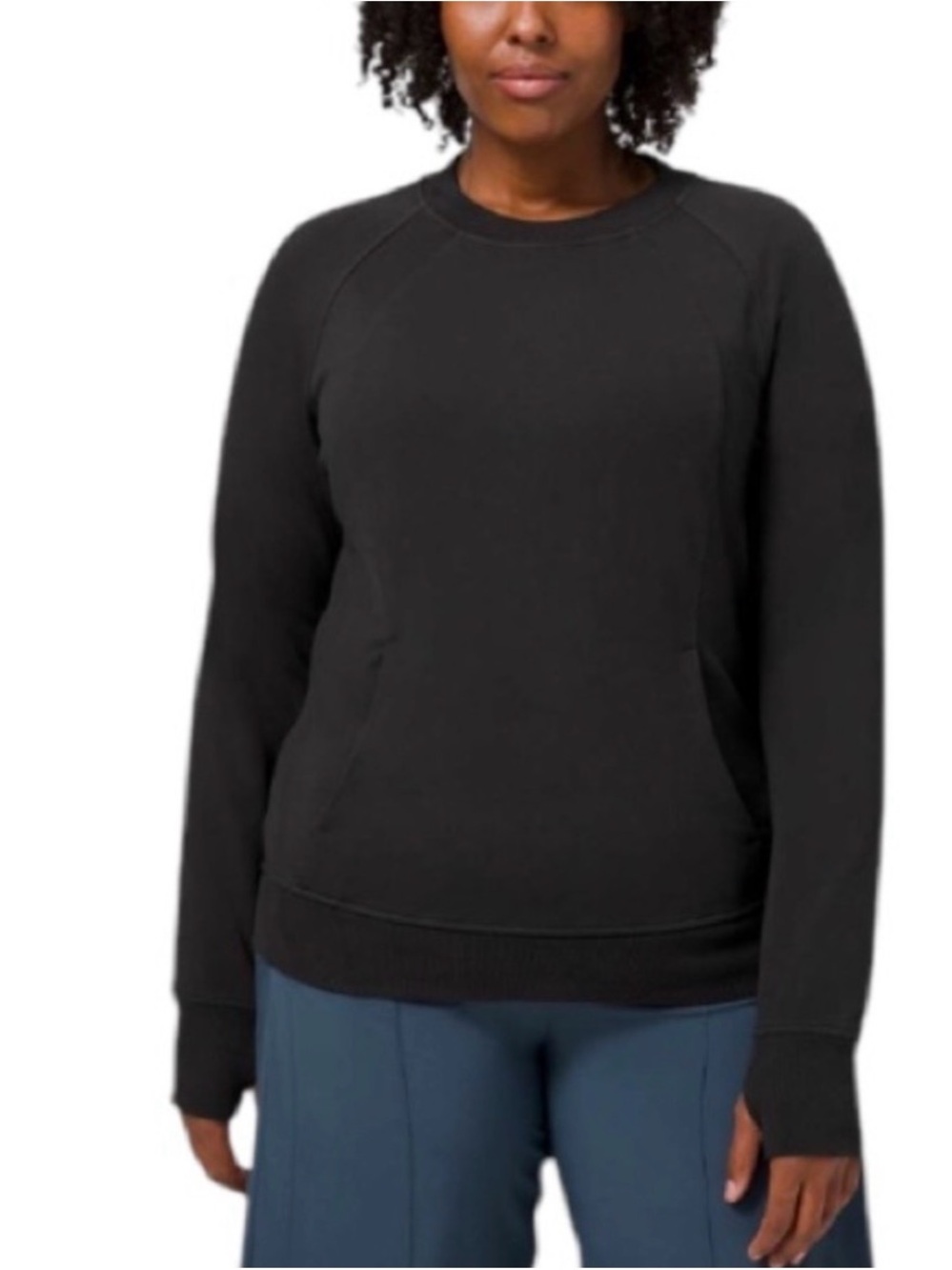 Lululemon Black Scuba Crewneck Sweater with intentional fade to the colour